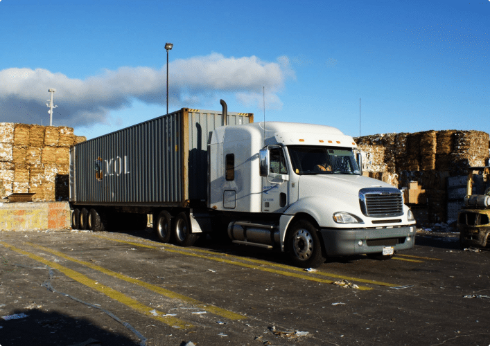 large truck transporting recycling cargo.
